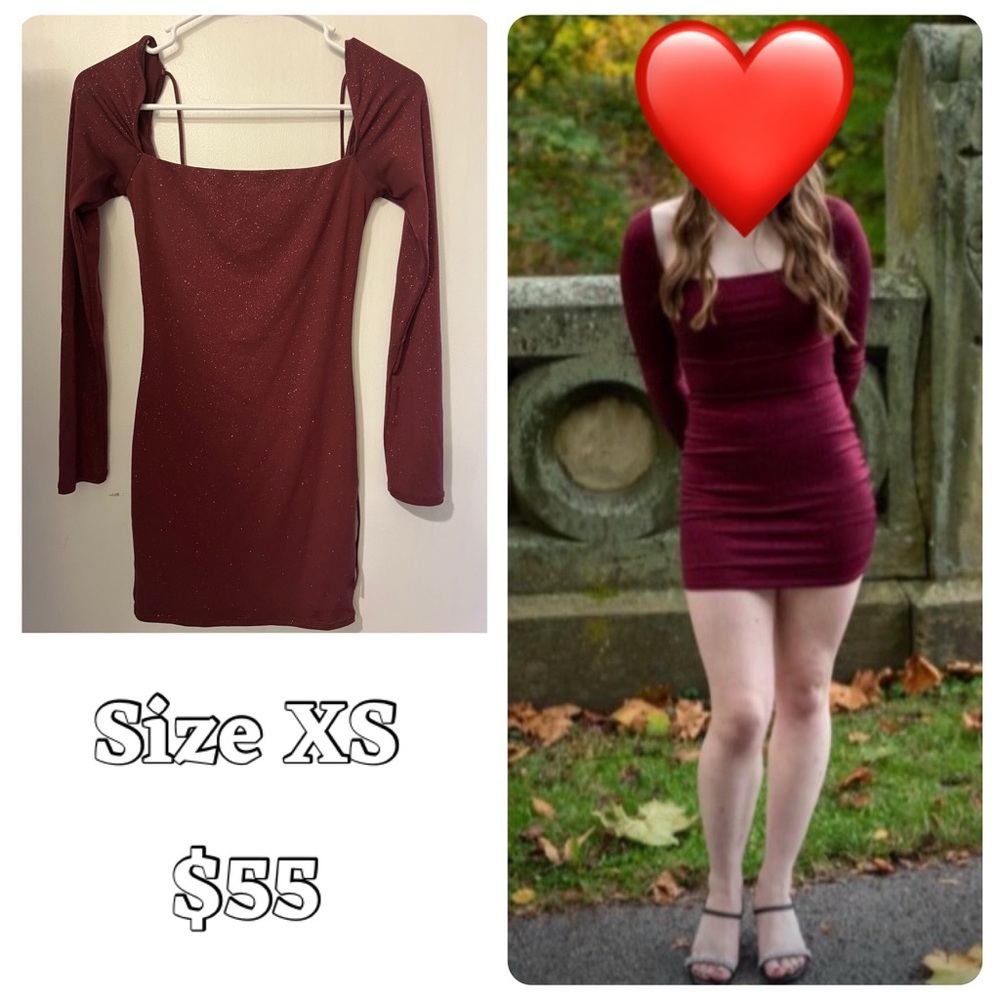 Lucy in the Sky Deep Red Long Sleeve Dress